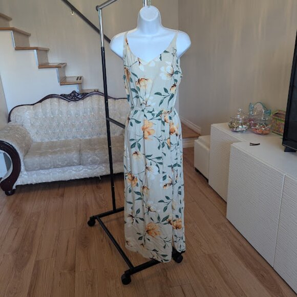 White and Yellow Floral Sleeveless Dress Size Medium - Picture 2 of 7